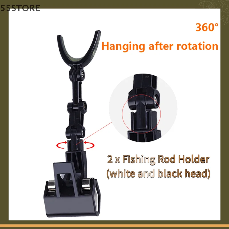 2Pcs 360 Degree Fishing Rod Rest Head Rotations Bracket Bridge Raft Fishing Rod Rack Non-Slip Luminous Reinforced Pole Bracket