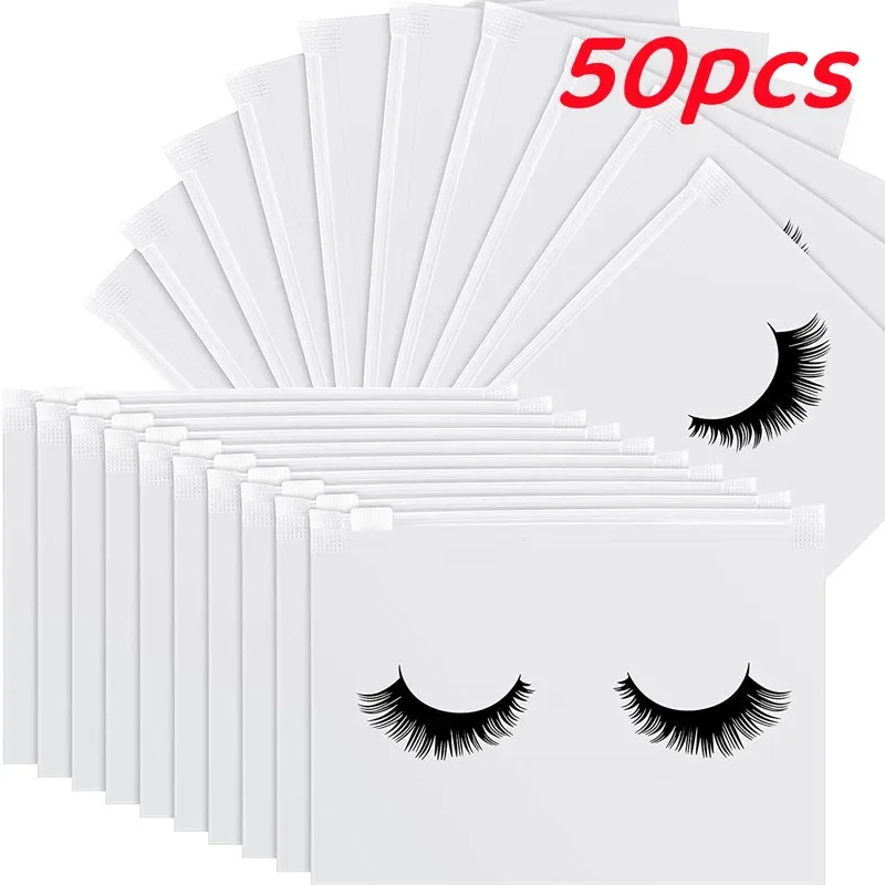 

50pcs Portable Eyelash Aftercare Bags Reusable EVA Travel Pouches with Zipper Waterproof Practical Design Makeup Storage Bags