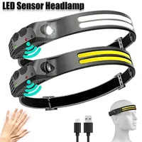 USB Rechargeable LED Sensor Headlamp XPE+COB Headlight Head Torch Work Light Waterproof Headlamp for Fishing Camping Lantern