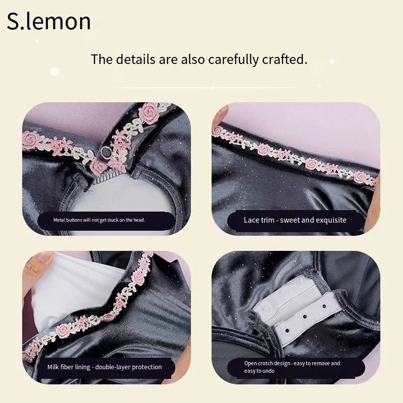 S.limon – justaucorps de danse en velours pour filles, manches longues, ciel étoilé, tenue chaude de danse chinoise et de Ballet, body de spectacle de gymnastique