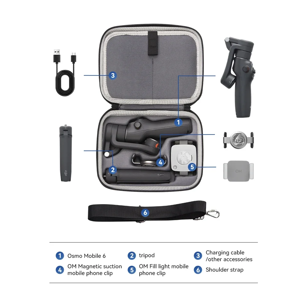 Portable Carrying Case for DJI Osmo Mobile 6 Gimbal Stabilizer for DJI OM 6 Accessories PU Leather Splash-proof Shoulder Bag