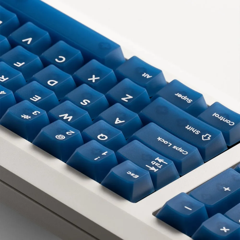 132 keys Blue Transparent PC Keycaps Cherry profile Shine Through Keycap Sets With Numberpad Key Cap for MX Mechanical Keyboard