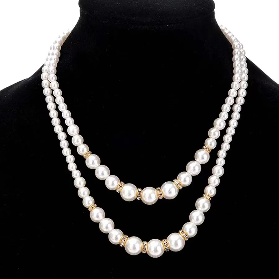 fnaf 2 rupee item New In Pearl necklaces 2 Layer Sexy Glamour Simulated Pearl Beads Necklace Women Lanyard Aesthetic