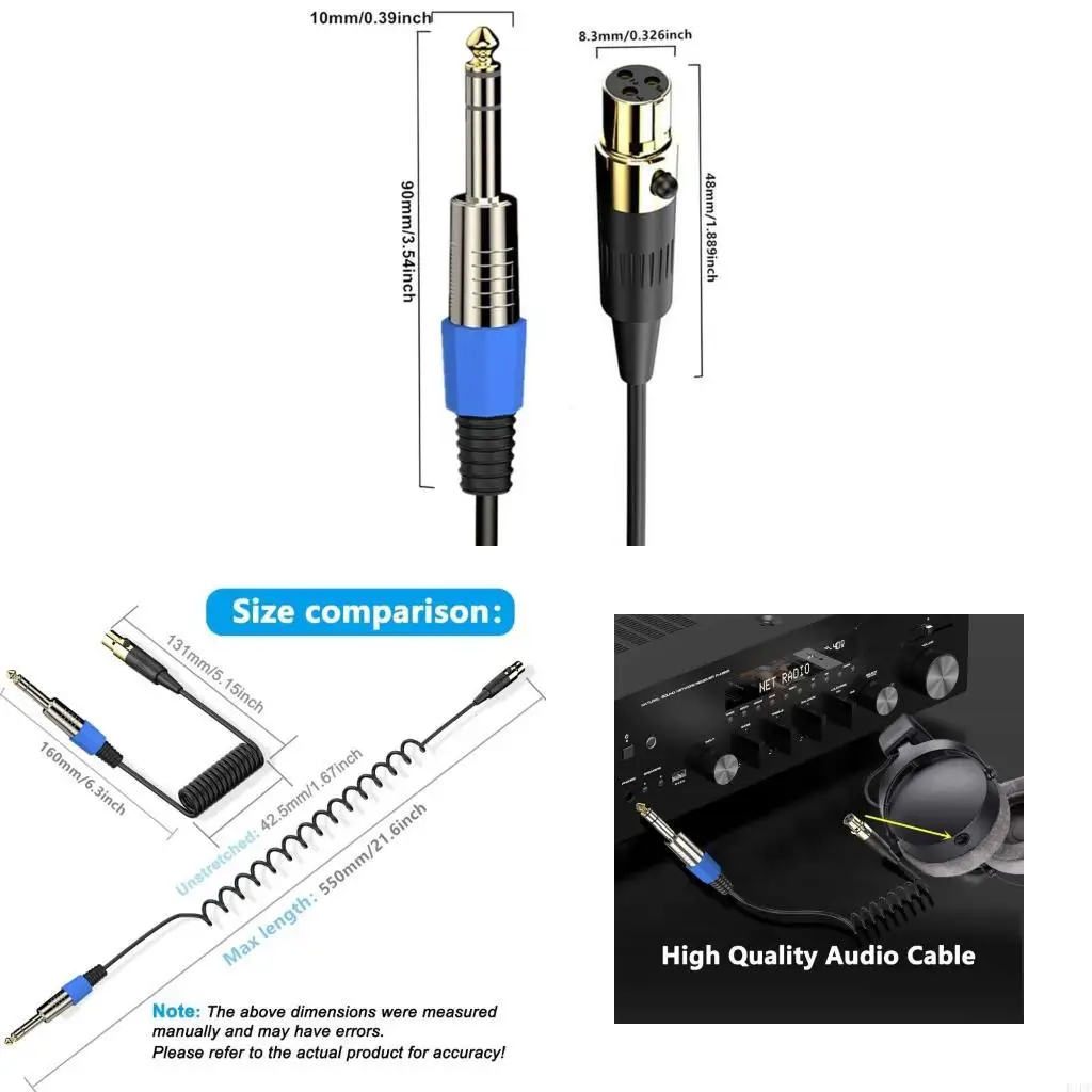 E1PF Upgrades Sound Interfaces Cable 3.5mm Stereo to  Female Cable Noise Reductions Cable for Recording & Live Performances