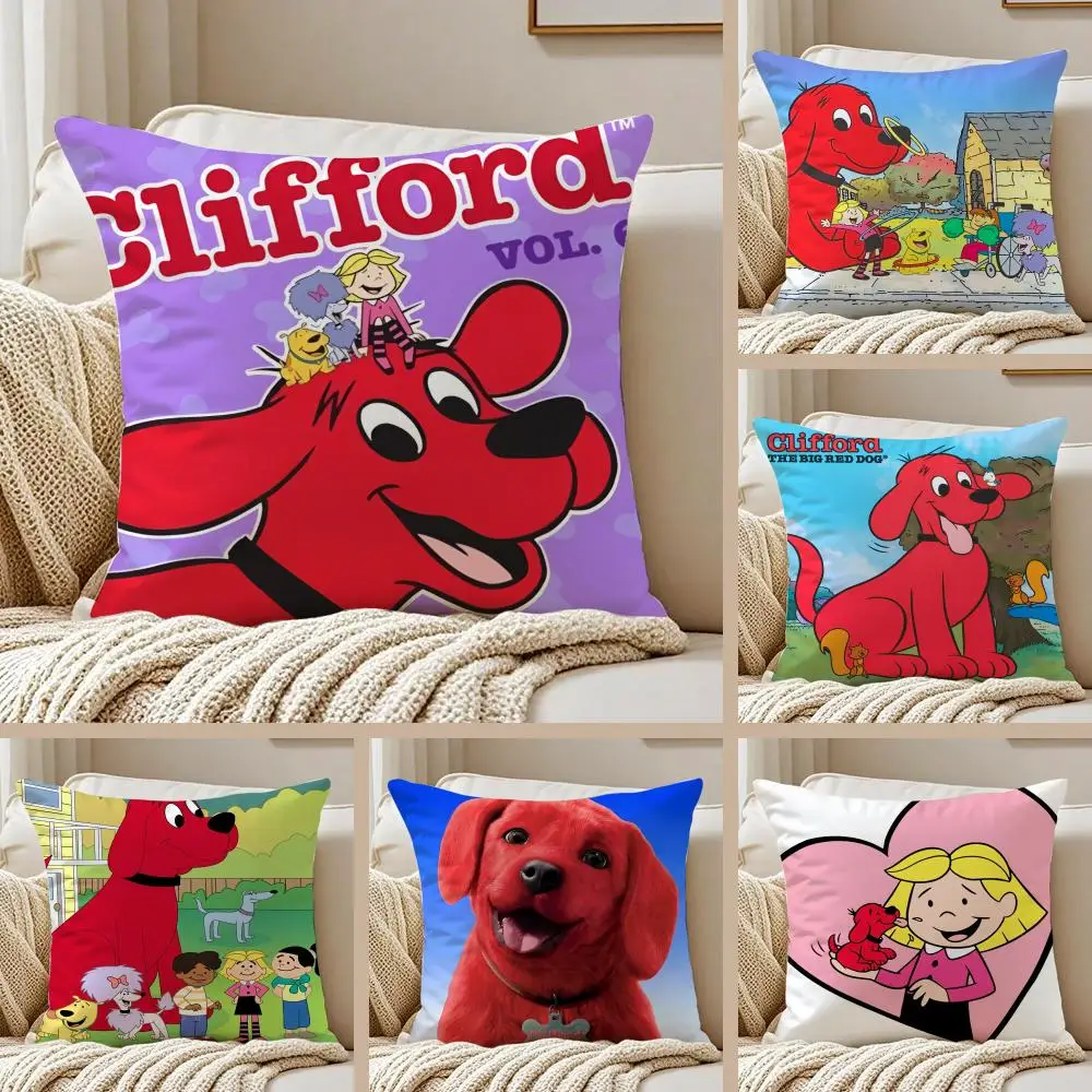 

Чехол для подушки C-Clifford the Big Red Dog, шелковистый коротковорсовый плюшевый чехол для диванной подушки, с потайной молнией, мягкий пылезащитный чехол для домашнего декора