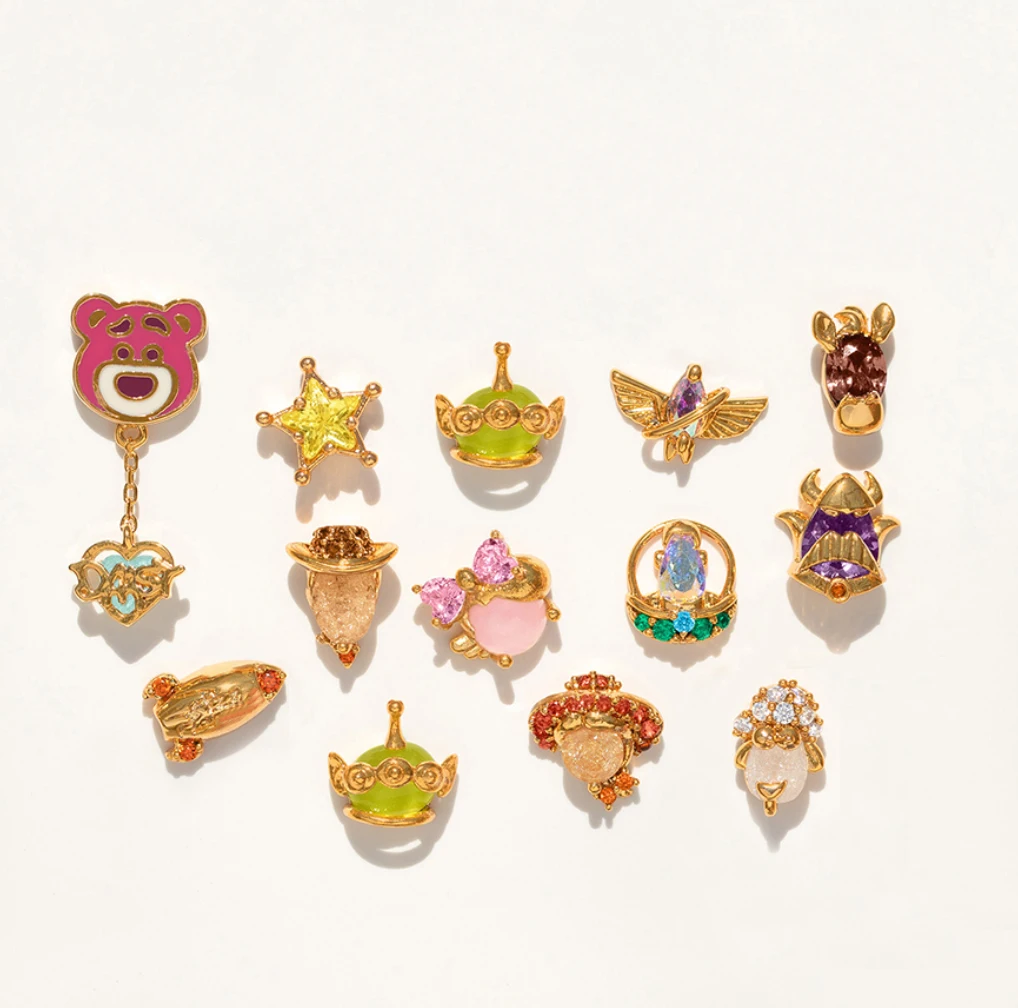 New Ins Fashion Trendy Cute Colorful Zircon Cartoon Characters Stud Earrings For Women Girls Sweet Jewelry Gift