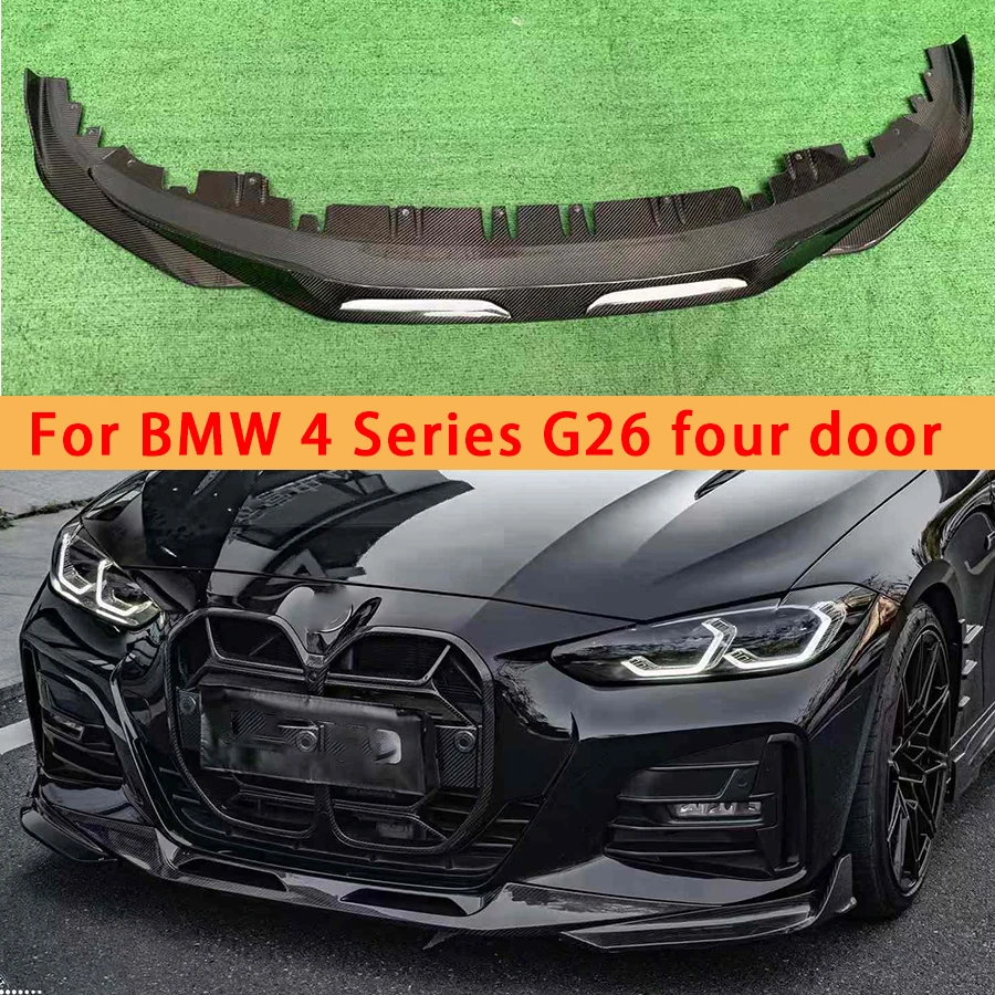 For BMW 4 series G26 425 Carbon Fiber Car Front Bumper Diverter Spoiler Diffuser Front lip chin SQ Style Four doors body kit