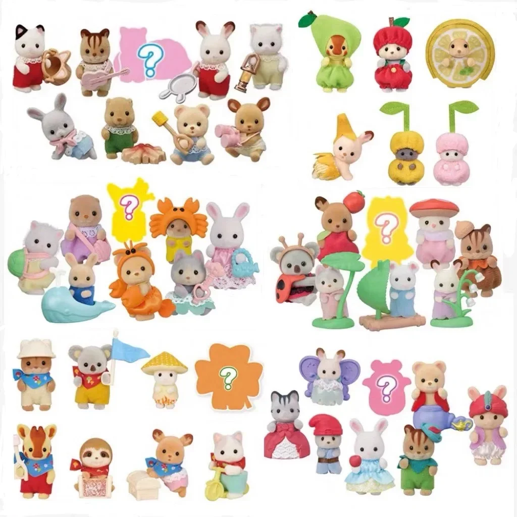 New Original Sylvanian Cute Bags Baby Mini Figure Dress Up Forest Family Cake Box Bag Cute Birthday Gift  Decoration Toy