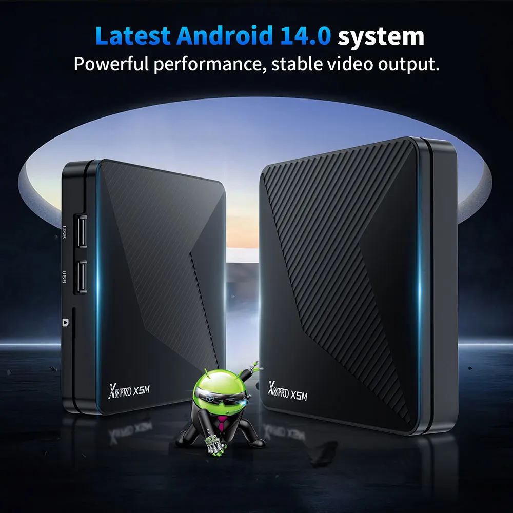 X88 Pro X5M TV Box Android14 Amlogic S905X5M 2.0 جيجا هرتز 64 بت رباعي النواة Cortex-A55 يدعم 4K HDR Dual Wifi BT5.0 X5M Set Top Box