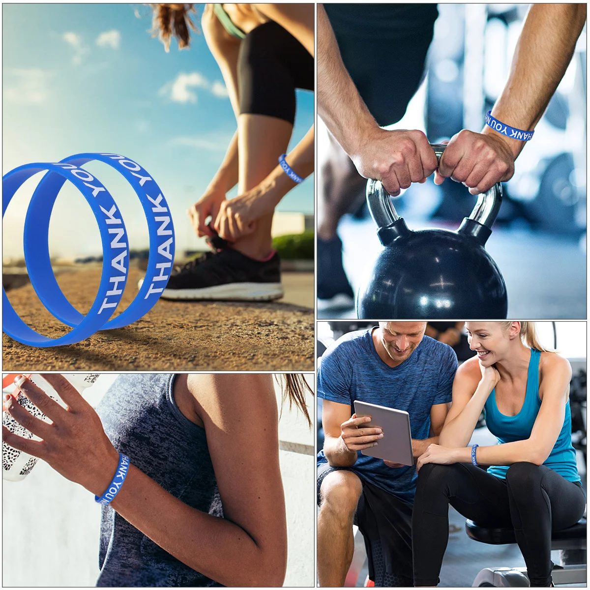 2 個ありがとうリストストラップシリコンソフト肌に優しい快適なフィット感スタイリッシュな手の装飾クリアプリント長持ちする使用