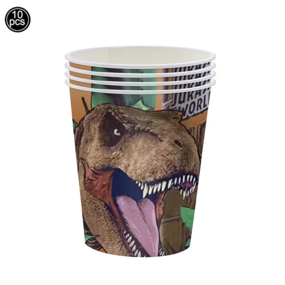 Jurassic Dinosaur Theme Disposable Tableware Plates Napkins Cups Kids Birthday Party Dinosaur Balloon Baby Shower Decoration