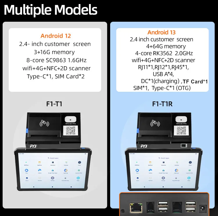 F1-T1 11 بوصة اللوحي Pos Android نقطة نهاية الدفع Pos 4g نقطة المبيعات تعمل باللمس تسجيل النقدية التجارية الصغيرة #6