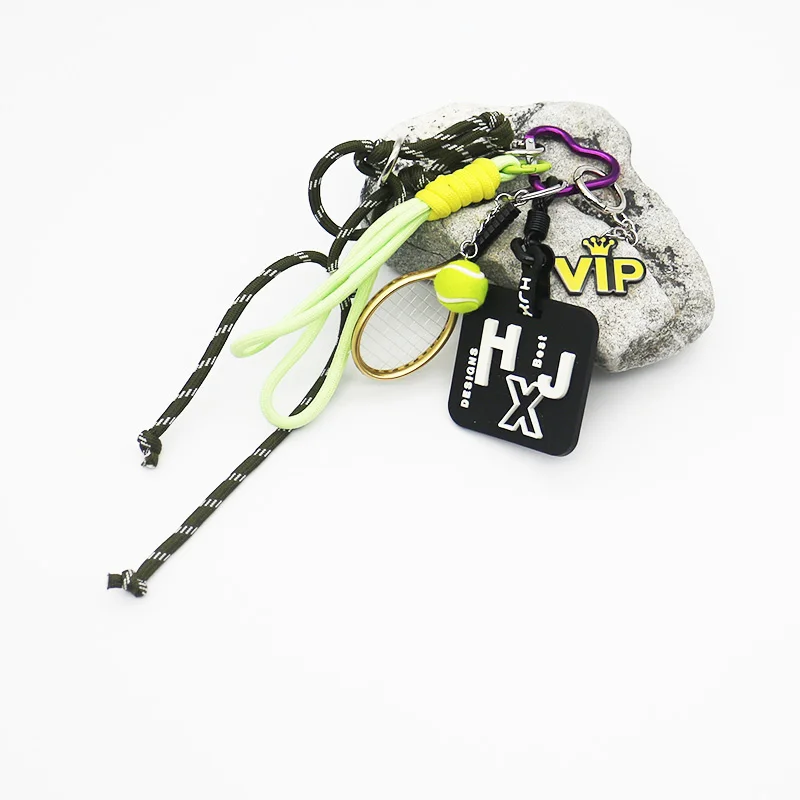 10pcs  INS Blogger And Niche MIU System Tennis Racket Car Keychain Bag Charm Handmade Couple Weaving Hanging Rope Bag Suspension