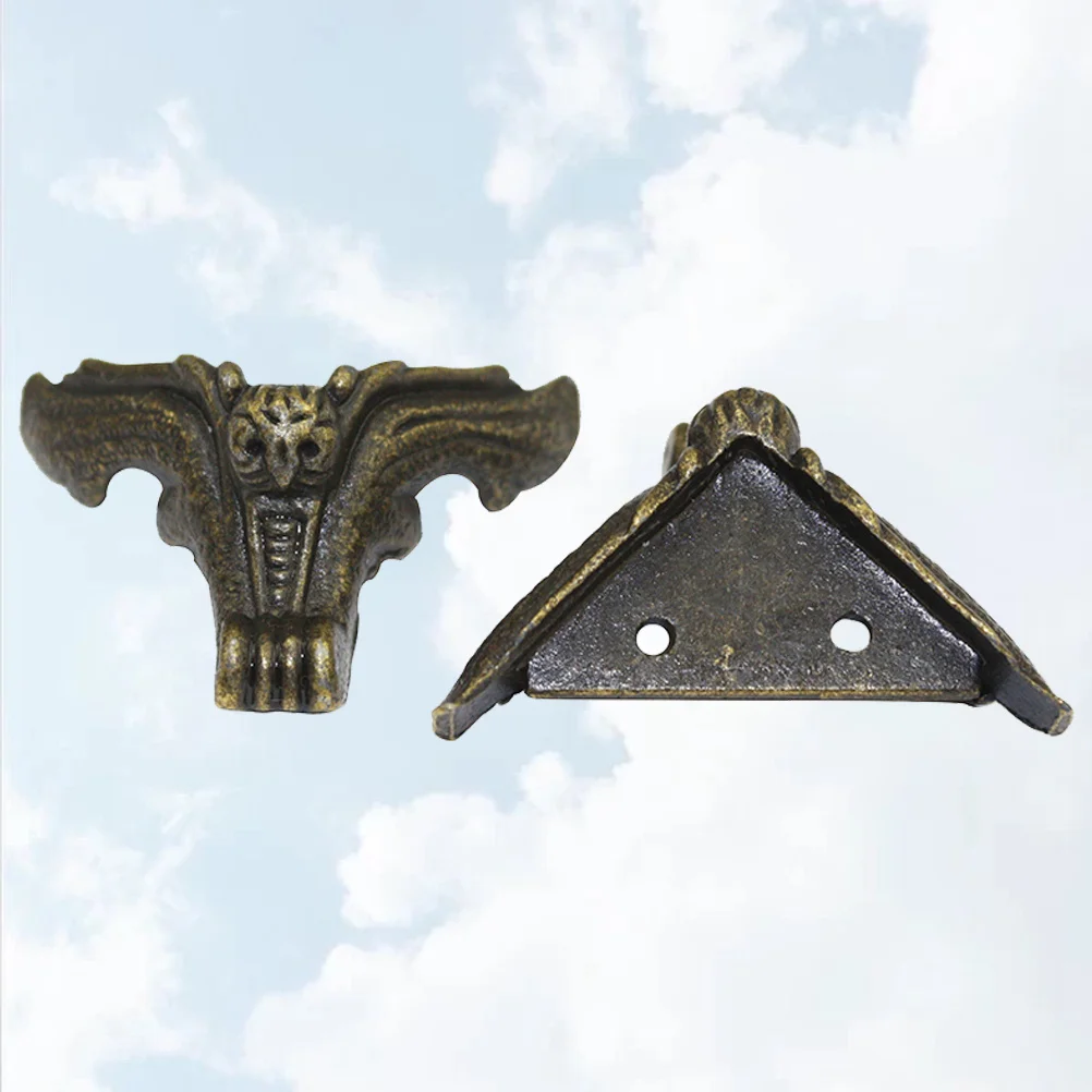 8 Stuks Houten Doos Voeten Kleine Maat 25x33mm Brons Zinklegering Meubelpoten Decoratieve Ondersteuning voor banken Stoelen Ottomanen