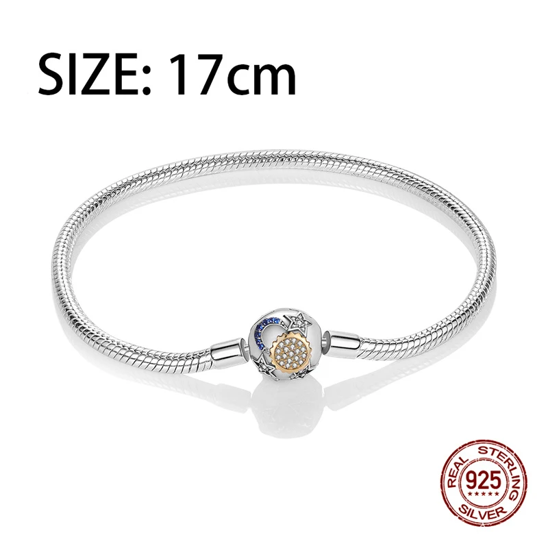 Original Sun and Moon Series Rings & Earrings Charms Beads Bracelets Fits Women 925 Silver Charms Bracelet Fine DIY Jewelry Gift