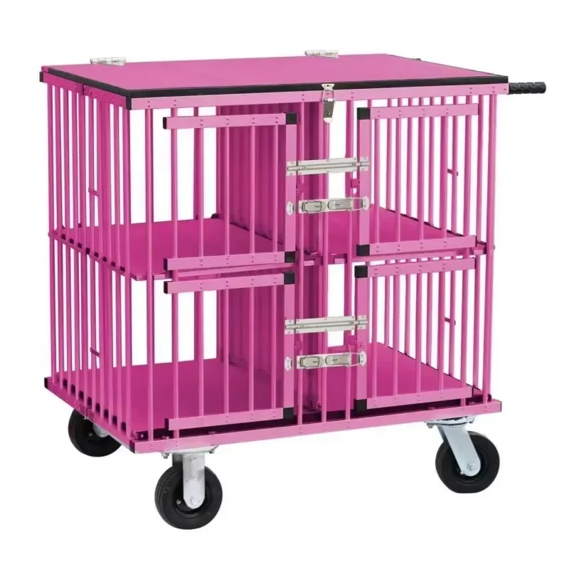 Hot Selling Aluminum Pet Cage Lightweight 4-Wheel Pet Trolley for All Pets