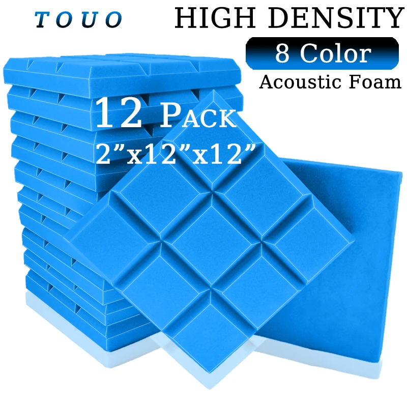 TOUO 12pcs Acoustic Foam Studio High Density Soundproof Foam Music Acoustic Treatment Bedroom Sound Absorbing Material Door Seal