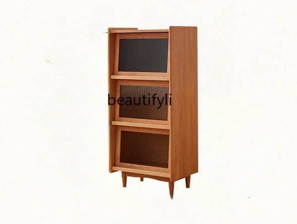 

Nordic and Japanese Style Solid Wood Sideboard Tilting Storage Cabinet Living Room Simple Modern Small Apartment
