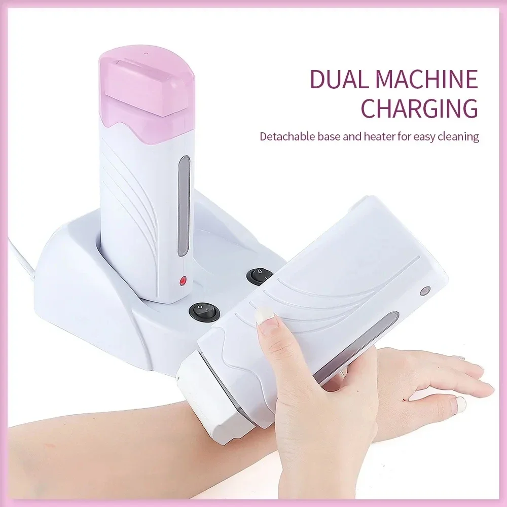 

40W Dual Rolling Wax Heater Double Epilator Depilatory Waxing Machine Cartridge Roll On Wax Heater Hair Removal for Body