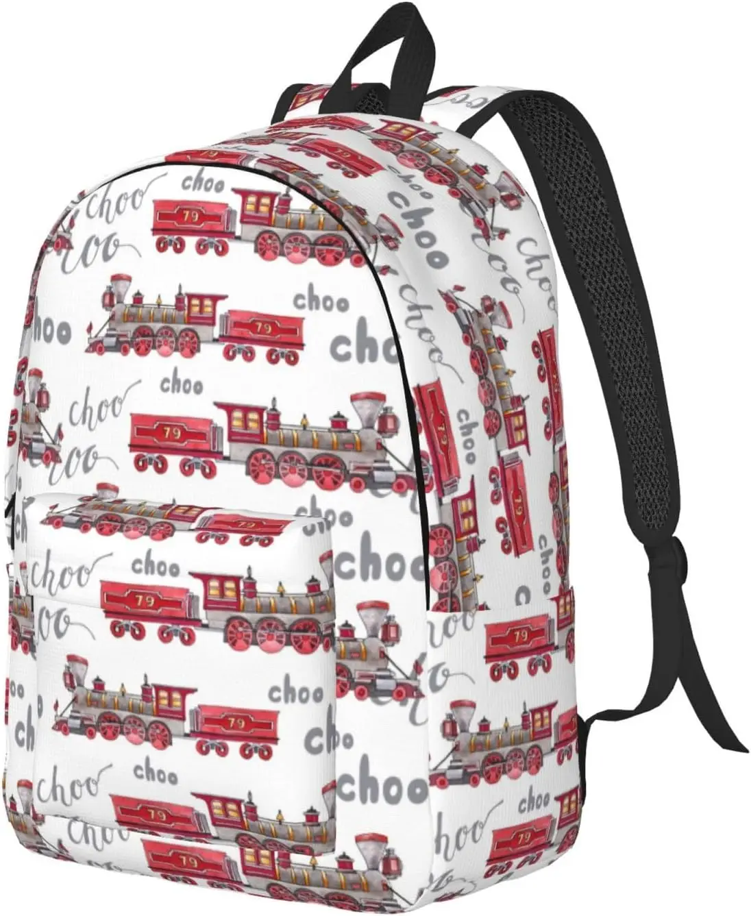 Travel Laptop Backpack - Retro Train Computer Canvas Backpack Bag with Adjustable Straps
