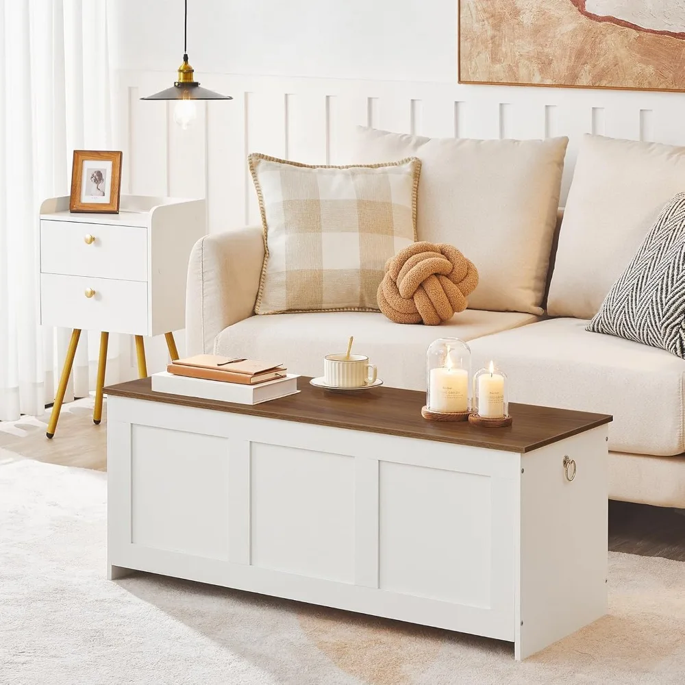 مقعد تخزين خشبي على الطراز القديم، 39.3 بوصة، صندوق متعدد الوظائف للألعاب وتنظيم المدخل #4