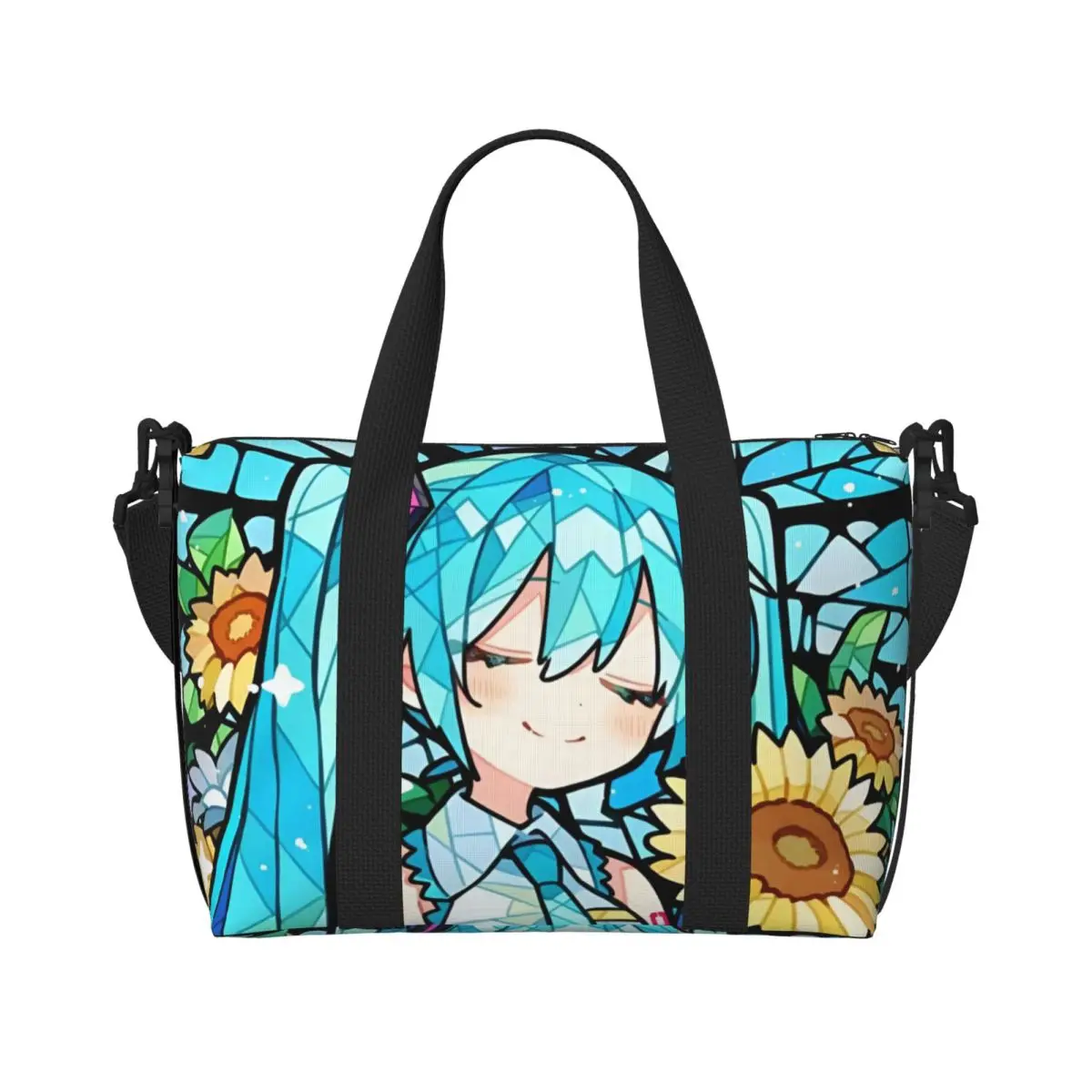 カスタム-h-hatsunes-ビーチトートバッグ-女性用-ミクス-y2k-ボーカロイド漫画映画-ビッグコンパートメント-ビーチジム-トラベルバッグ