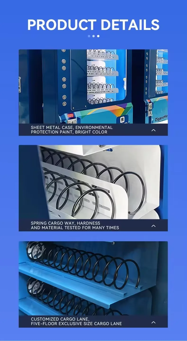 Blue Metal Vending Machine, Food and Coin-Operated, Combo Specials for Shopping Mall, High Capacity