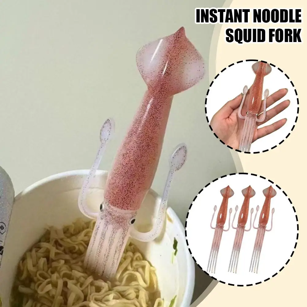 Horquillas con forma de pulpo, calamar y ballena, diseño creativo divertido para fideos instantáneos, ensalada de frutas, utensilio único, herramientas de cocina y comedor, 2/3 Uds.