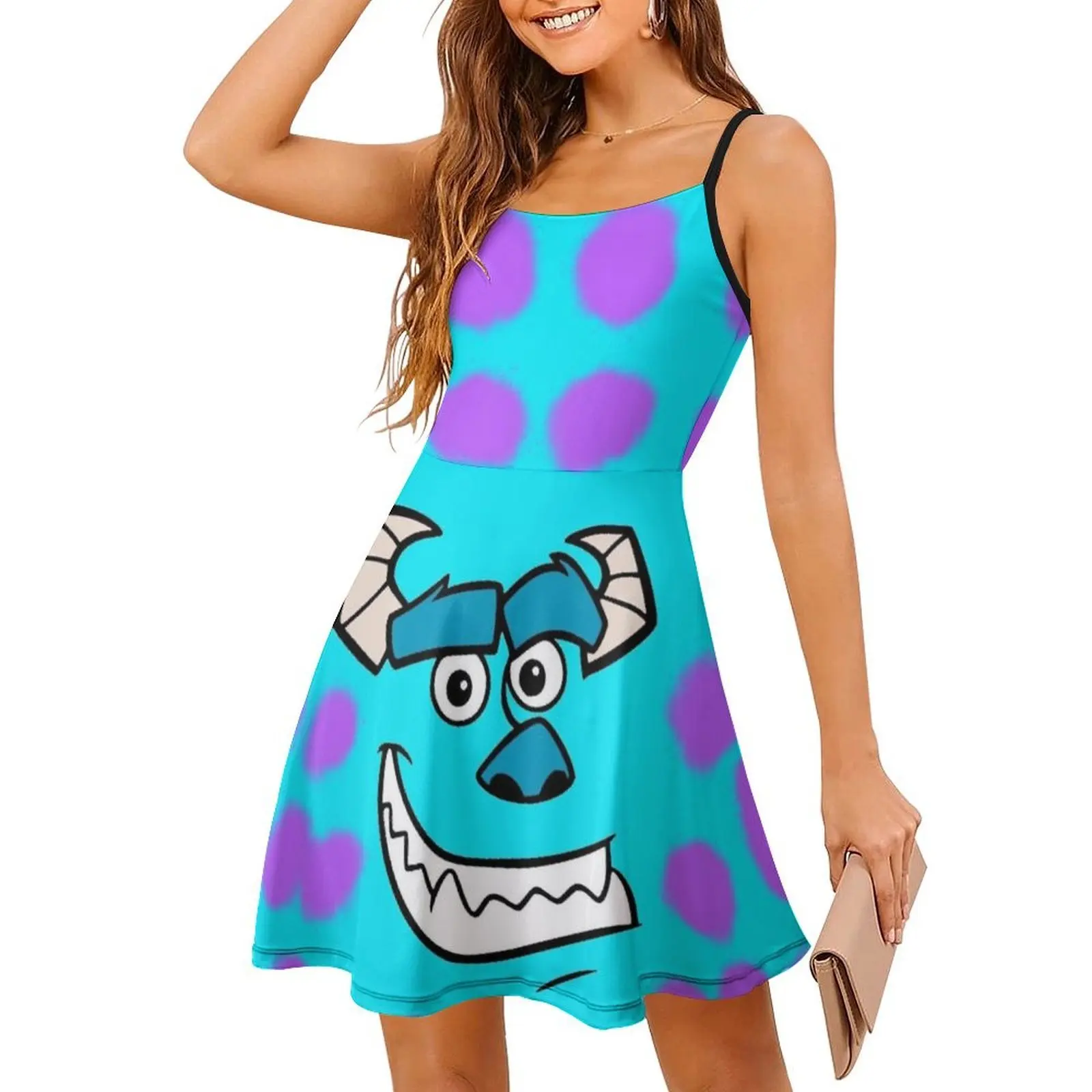 فستان Monsters Inc Sully Floral Smock للنساء للربيع والصيف فستان كاجوال للحفلات Monsters Inc Sully Society Artist Womens #3