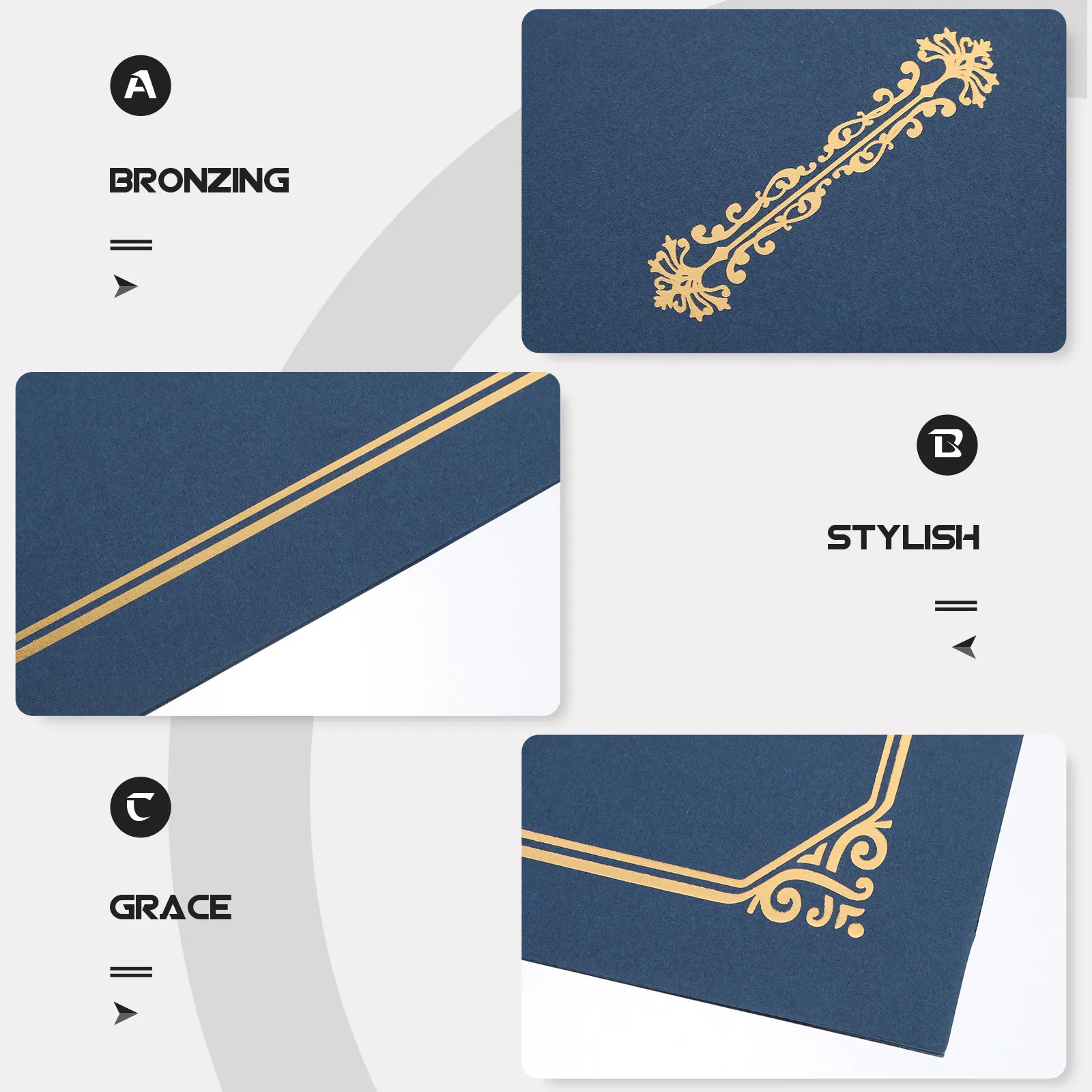 5pcs Gold Foil Stamped Paper Certificate Covers for Diplomas, Awards & Documents – Elegant Presentation Holders