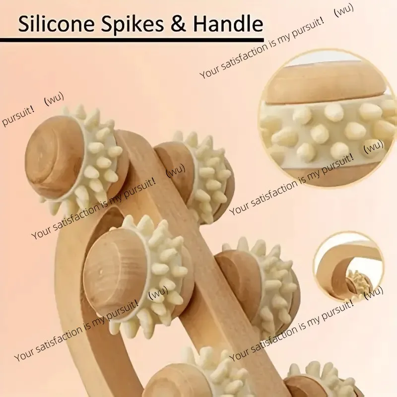1 wooden massage roller tool for deep tissue muscle massage of neck, legs and back