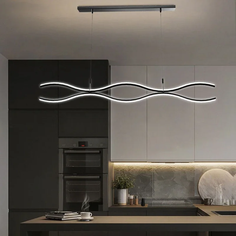 Linea di alluminio semplici lampade a LED lampadario ristorante moderno con elegante lampada a sospensione da tavolo da pranzo per famiglie