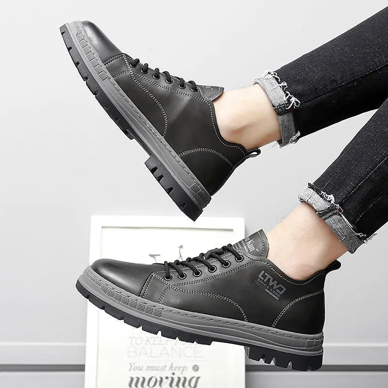 Cow Leather Driving Sports Shoes for Men Spring Autumn New Designer Fashion Causal Sneakers Male Solid Color Men's Board Shoes