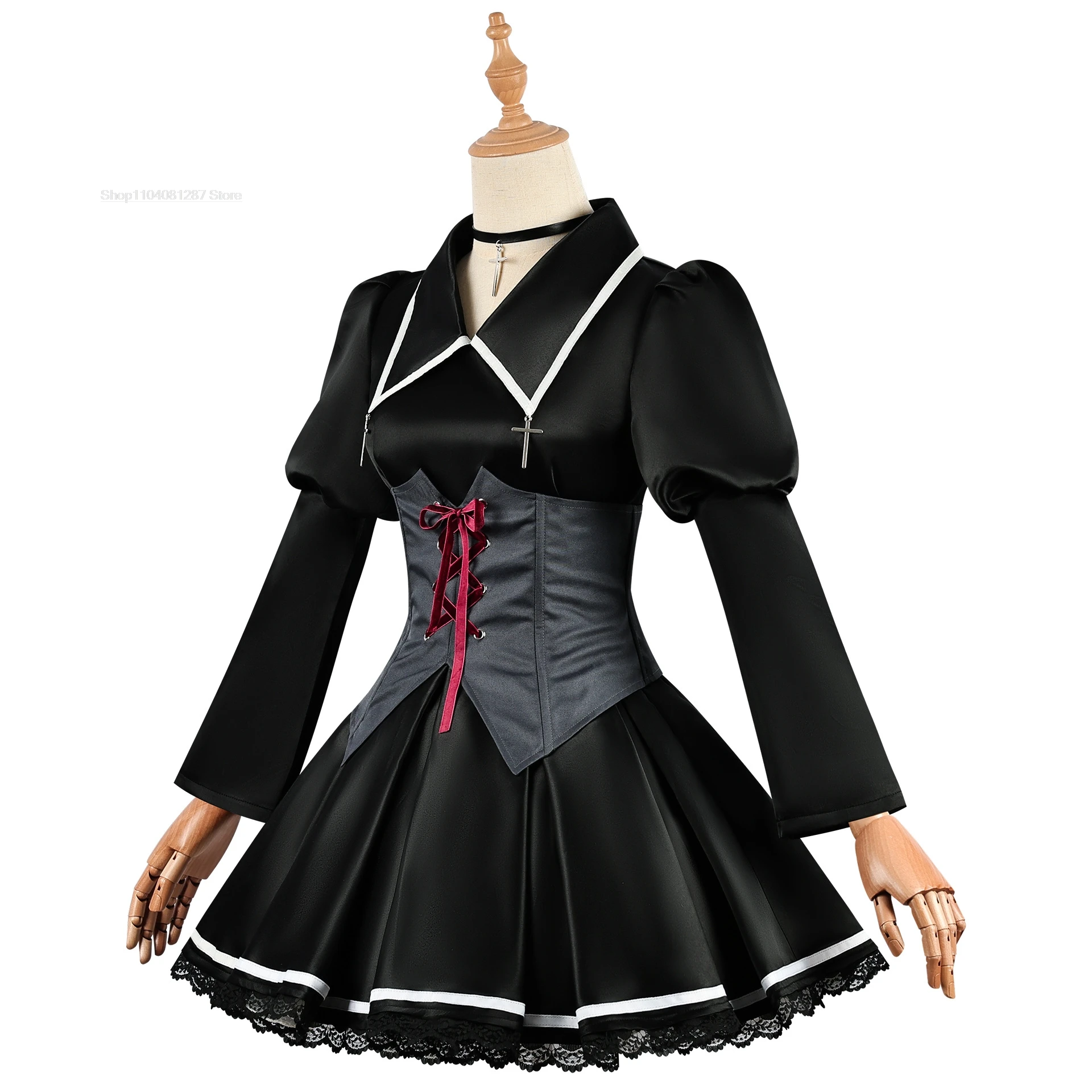 Anime cosplay Shugo Chara Gothic style costume Tsukiyomi Utau black dress yellow wig halloween costume for women cosplay uniform