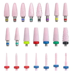 Pink Ceramic Carbide Nail Drill Bits Milling Cutter Gel Remover Electric Machine Polishing Peeling File Tools Manicure Accessory