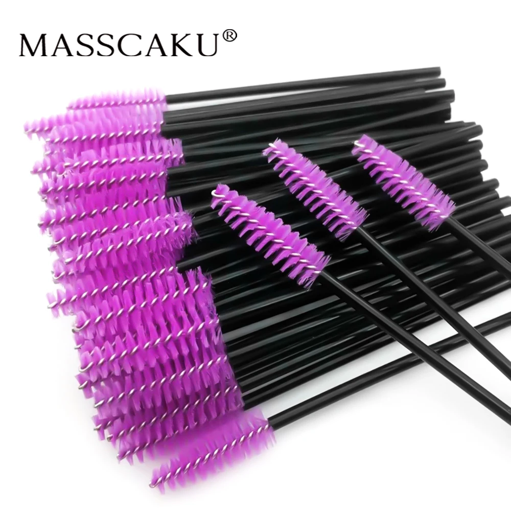 

MASSCAKU 50pcs/Bag Makeup Brushes Disposable Eyebrow Brush Mascara Wand Applicator Lash Brushes Eyelash Extension Tools