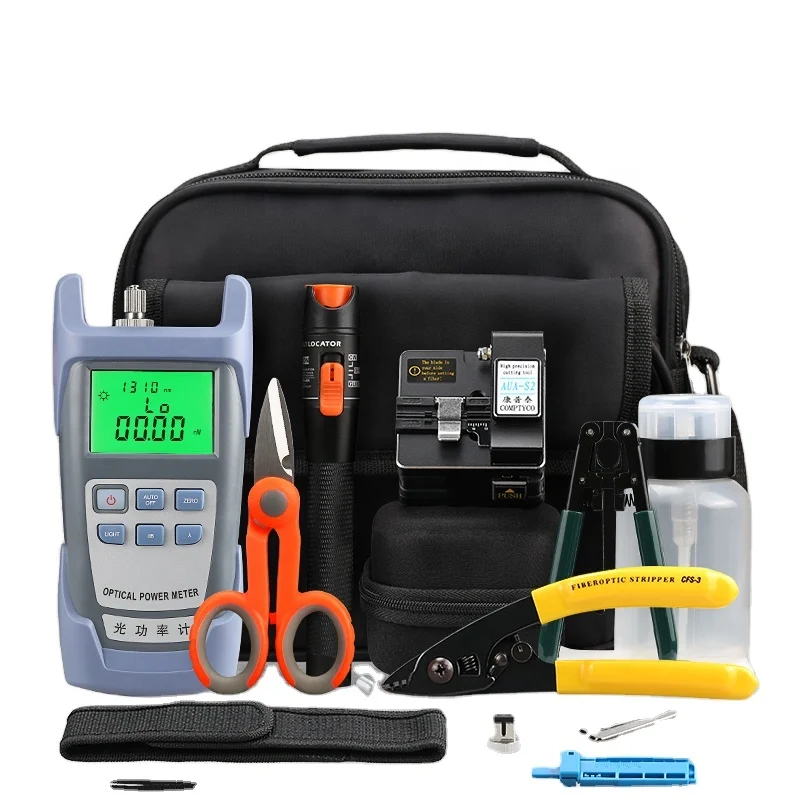 

FTTH fiber optic tool kit AUA-S2 Fiber Cleaver Optical Power Meter 10mw Visual Fault Locator with Stripping Pliers