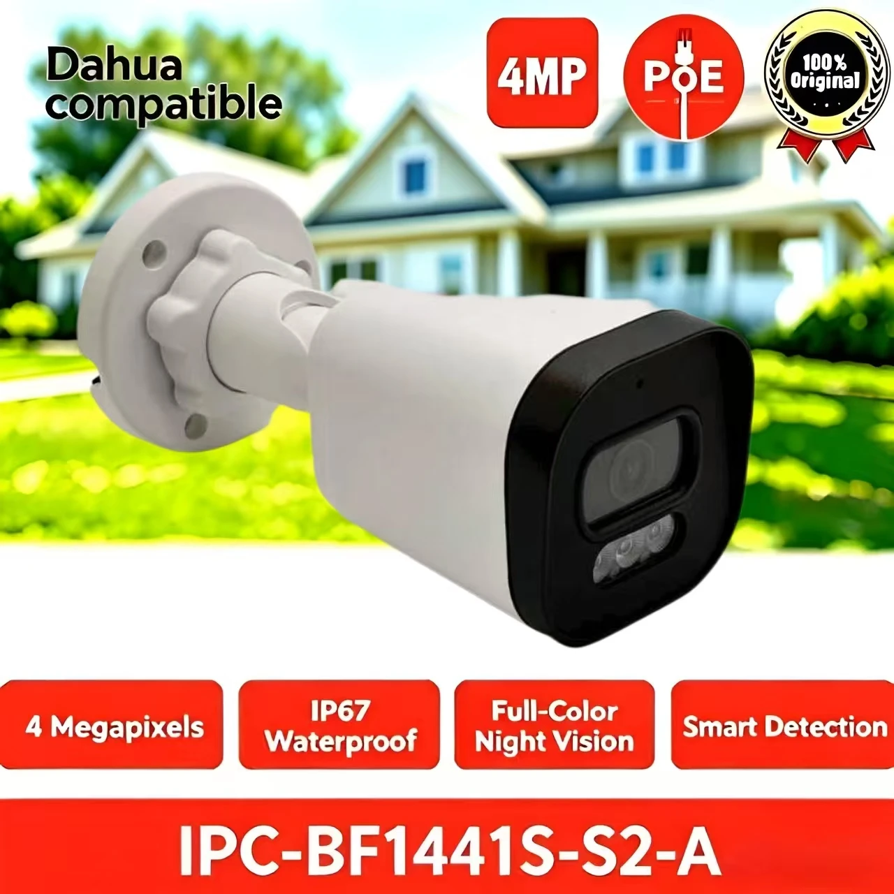 IPC‑BF1441S‑S2‑A 4MP Starlight IP  PoE Outdoor Waterproof IP67 IK10 IR Network Surveillance Security Camera Dahua Compatible - view 2