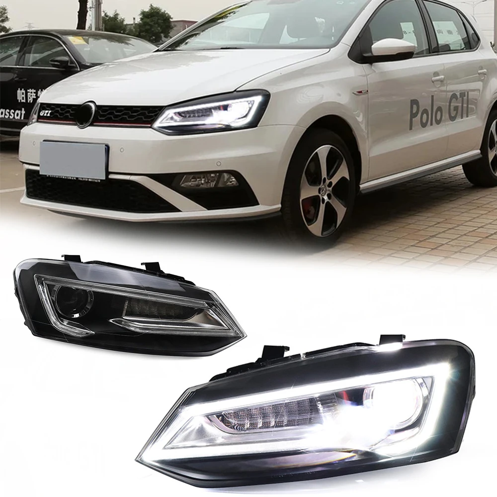 

Стайлинговые светодиодные фары для VW POLO 11-18, новый стиль, светодиодные DRL, автомобильные фары в сборе, сигнал, автоаксессуары, модифицированная лампа
