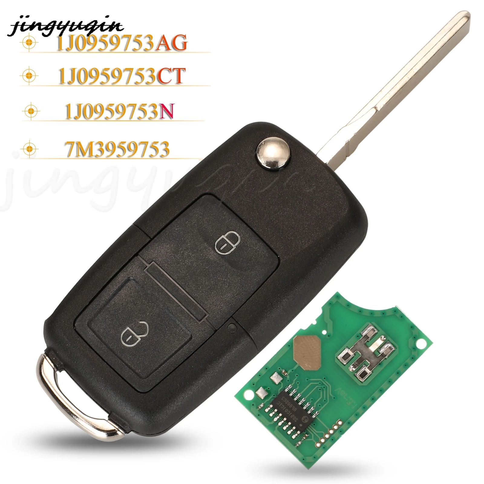 Portachiavi a distanza a 2 pulsanti 433MHZ ID48 1J0959 753N/753AG/753CT 7M3959753 per VW Passat Golf MK4 Bora Polo