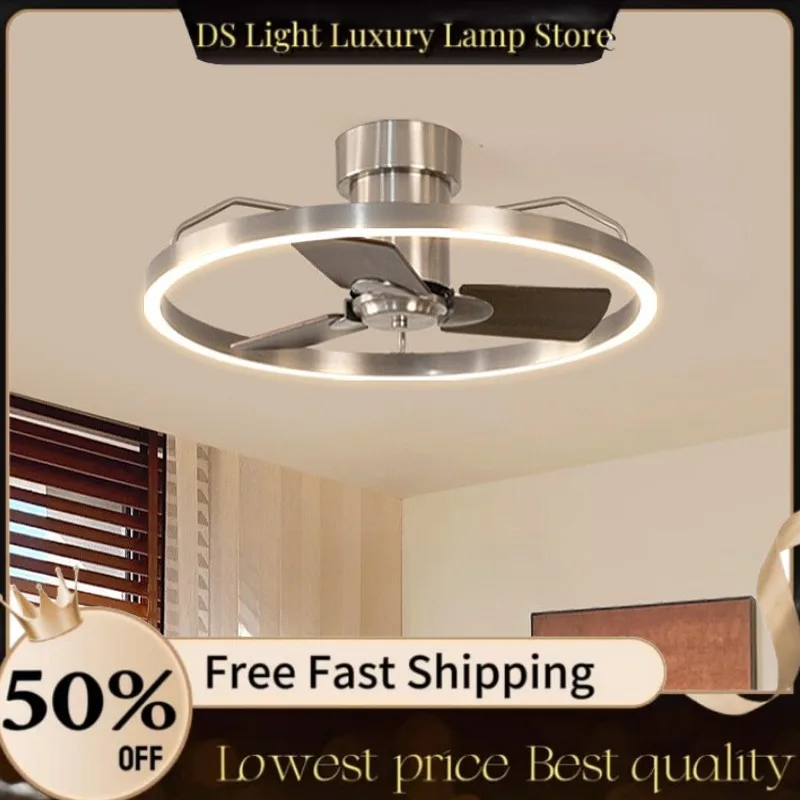 

DS Modern LED Ring Flush Mount Ceiling Fan Light Quiet DC Motor Remote Control, Dimmable & Reversible for Bedroom Living Room