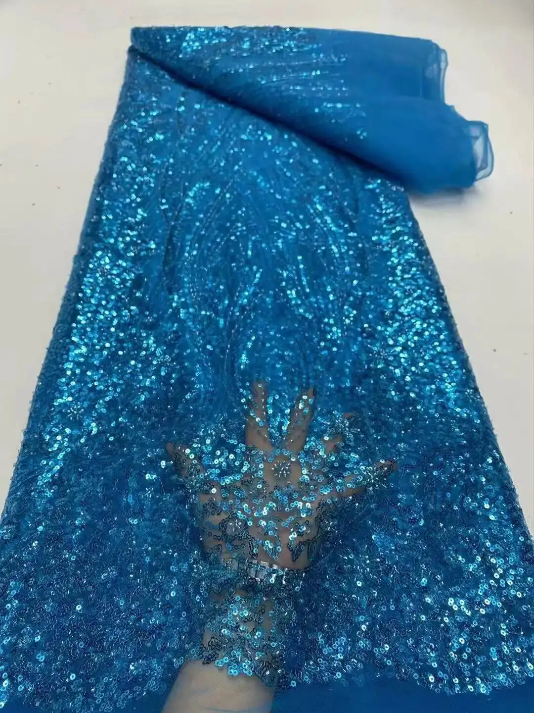 

French 3D Beaded Tulle Lace Fabrics 2025 High Quality African Net Groom Lace Fabrics Luxury Sequins For Evening Party Dresses