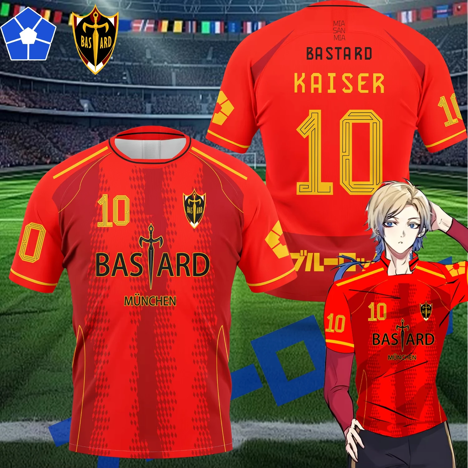 

Custom 2025 Anime Blue Lock München Jersey 3D Print Men Sport T Shirt Manga Kaiser 10 Isagi Short Sleeve Unisex Tee Y2k Tops