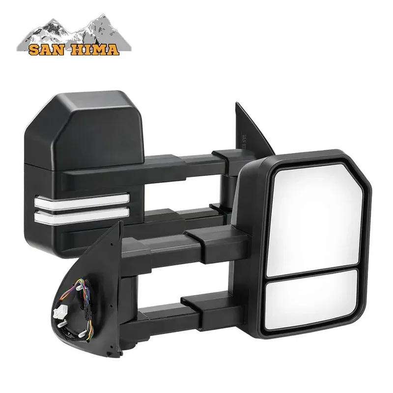 SAN HIMA Left Hand Drive Led Extendable Towing Mirrors with Turn Signal Light for Toyota HILUX 2005-2015