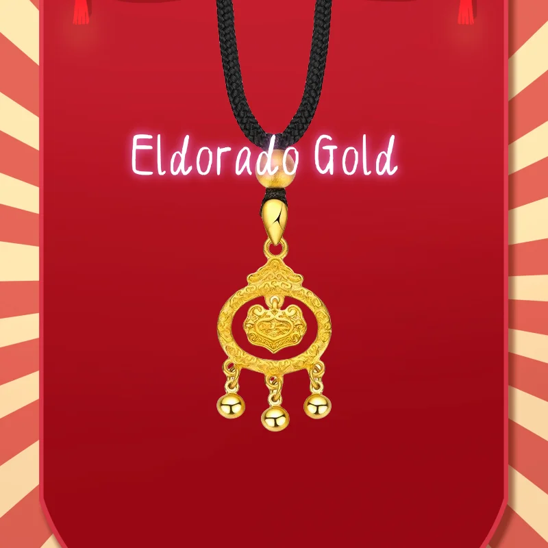 

2025 9999 настоящее золото 24 К детский замок безопасности кулон древний долговечный колокольчик кулон золото