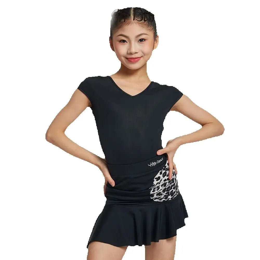 Robe de concours de danse latine pour filles, vêtements de danse latine à manches courtes, Costumes de danse latine Samba pour enfants, DW10992