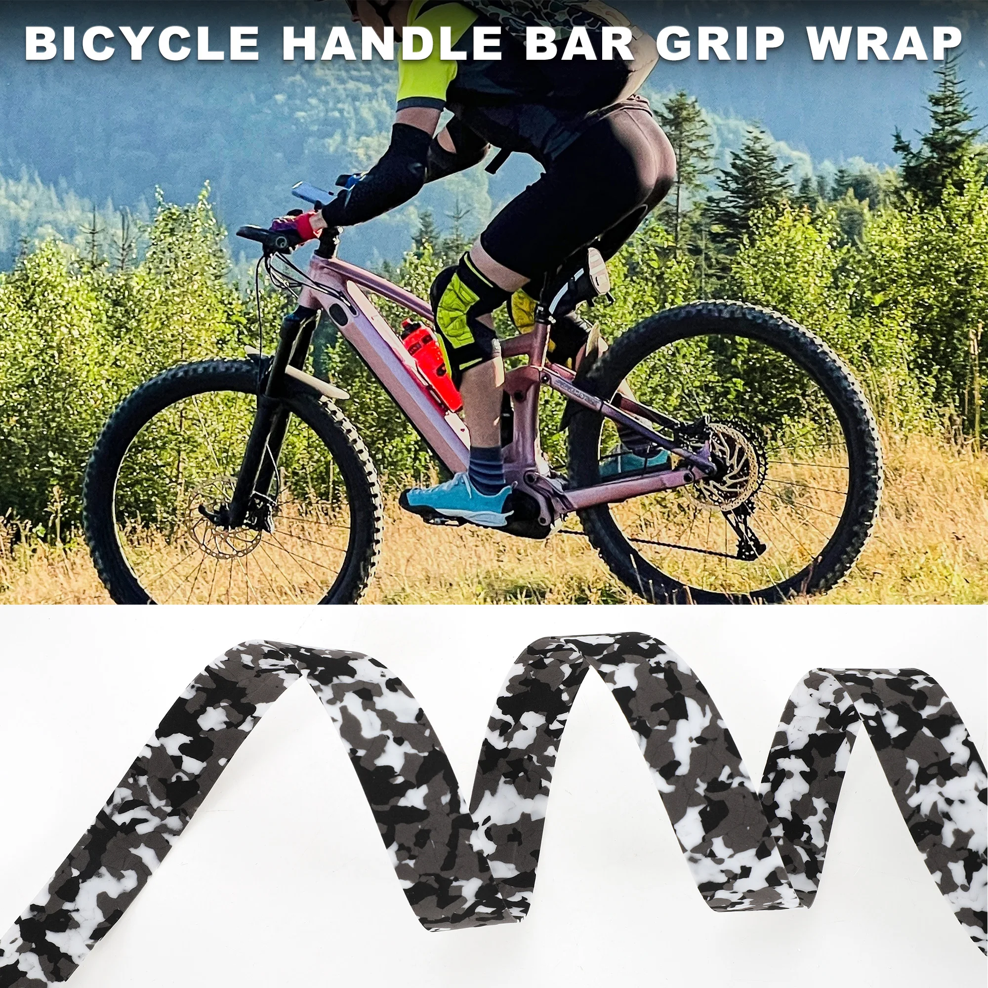 

X Autohaux Camouflage Bicycle Handlebar Tape with Flexible Rubber Sponge Non-slip Handlebar Grip Tape 1 Pair Multi-color