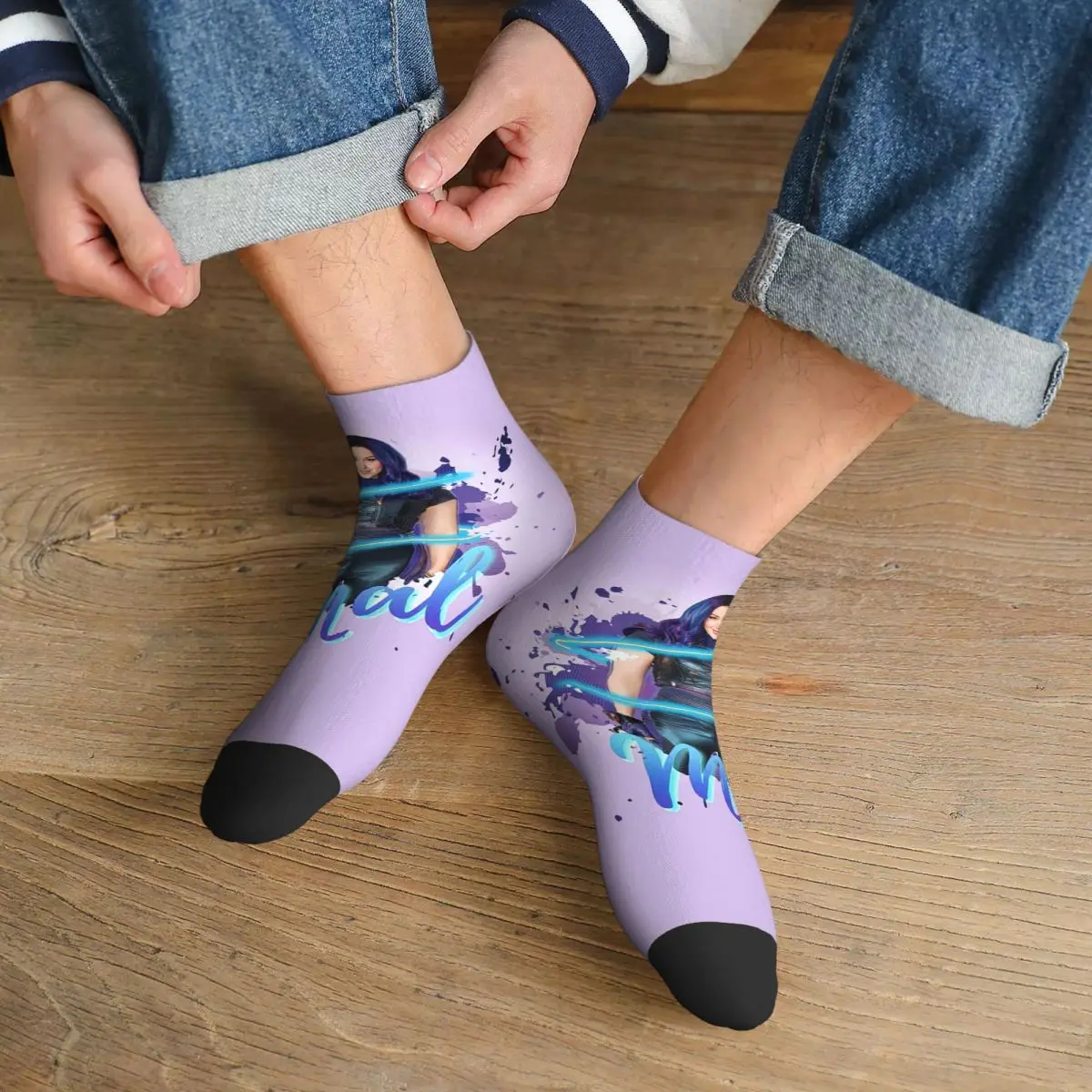 

Mal - Descendants 3 Socks Harajuku Sweat Absorbing Stockings All Season Socks Accessories for Unisex Gifts