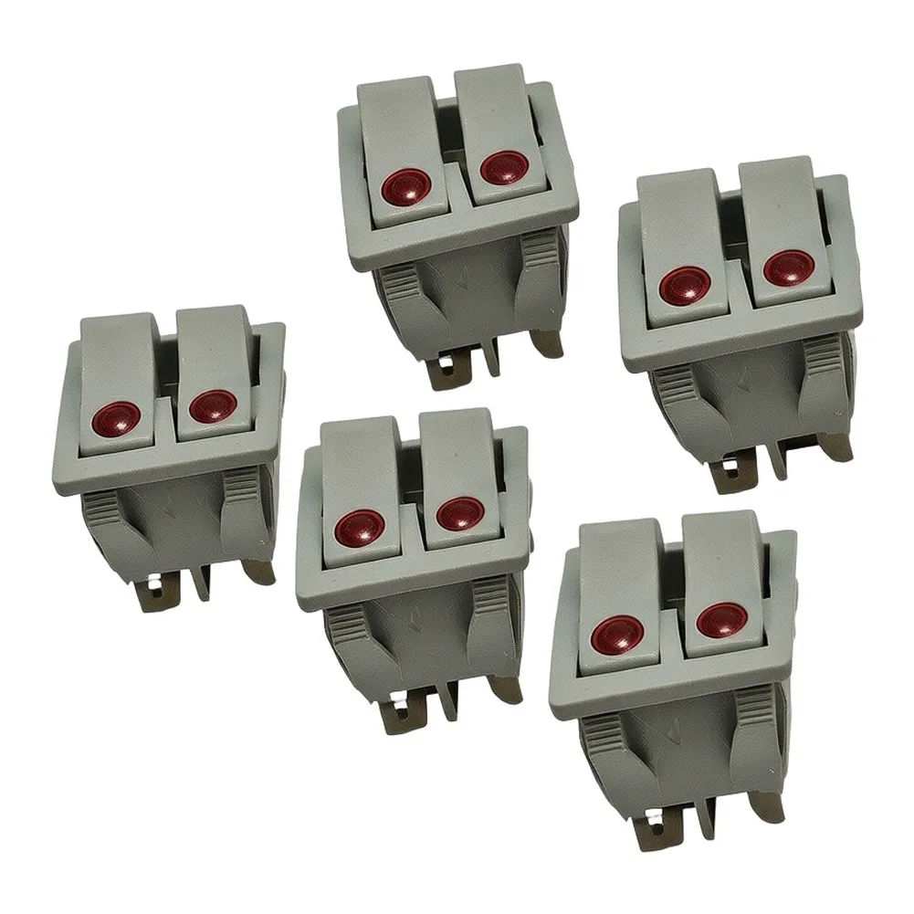 5-Pack 250V 16A Rocker Switch with Push Button Actuation and 6-Pin Interface for Oil Heater and Appliance Wiring