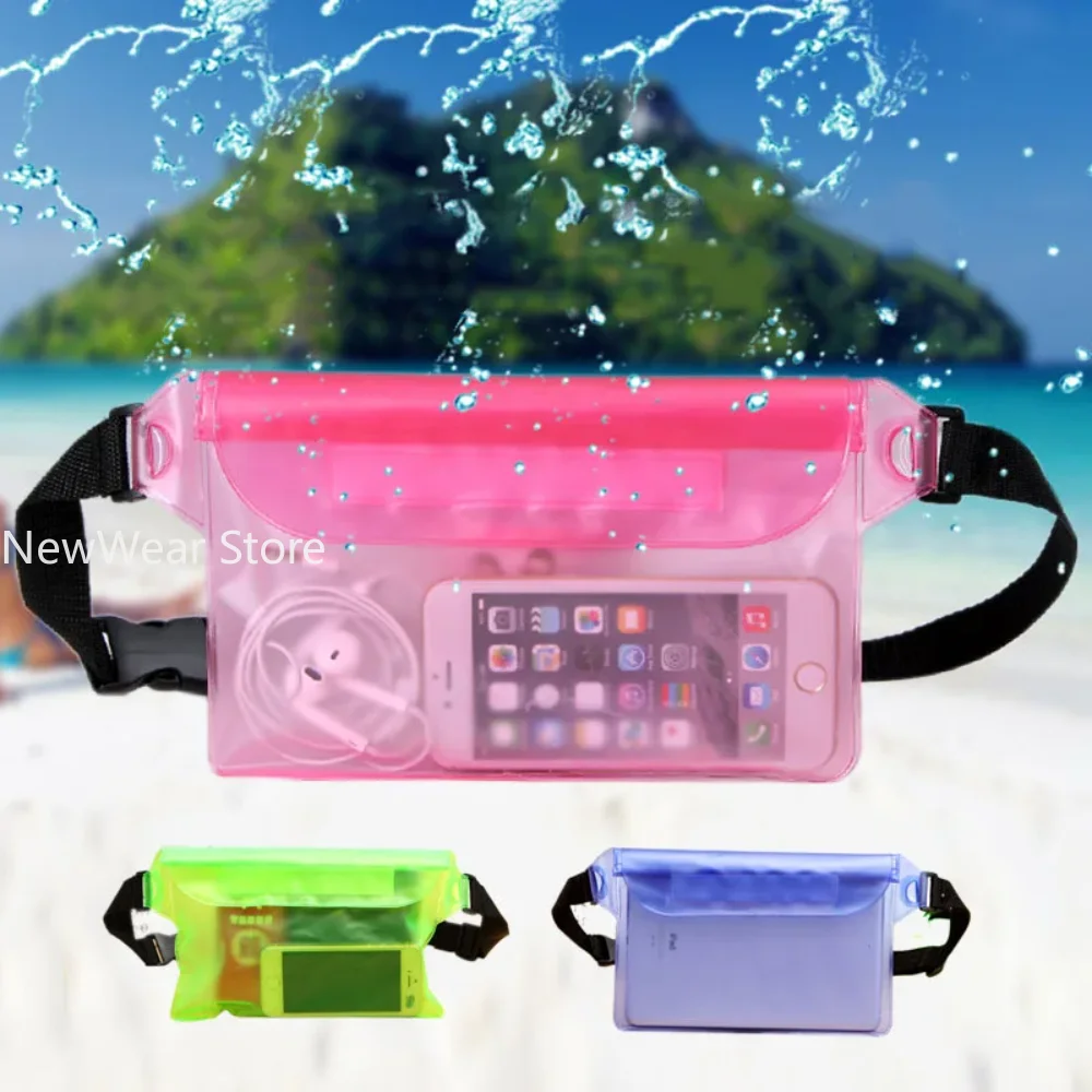 Waterproof Swimming Bag Ski Drift Diving Shoulder Waist Pack Bag Underwater Mobile Phone Bags Case Cover For Beach Boat Sports